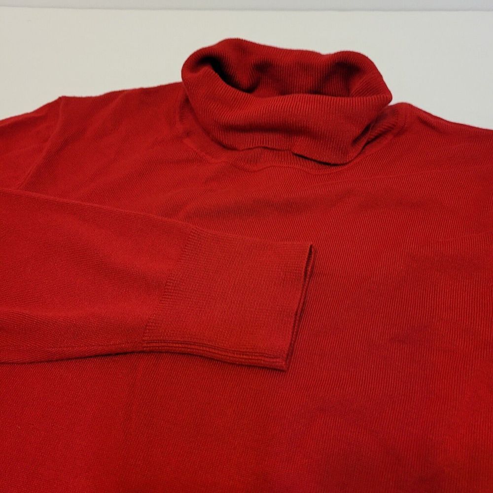 Leo & Nicole Turtleneck Sweater Womens‎ PXL Red Excellent Button Cuff Pullover